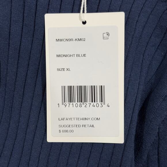 NWT Lafayette 148 Size XL Midnight Blue Wool Mock Turtleneck Sweater $698 - Picture 4 of 6